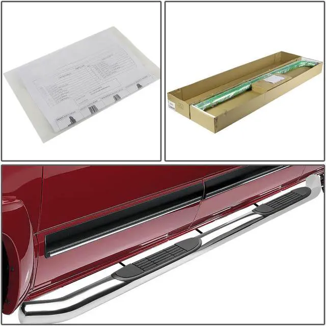 Alt view image 4 of 5 - DNA Motoring STEPB-3-002-SS For 2007 to 2019 Chevy Silverado GMC Sierra Extended Cab Stainless Steel 3" Side Step Nerf Bar Running Board Left + Right 08 09