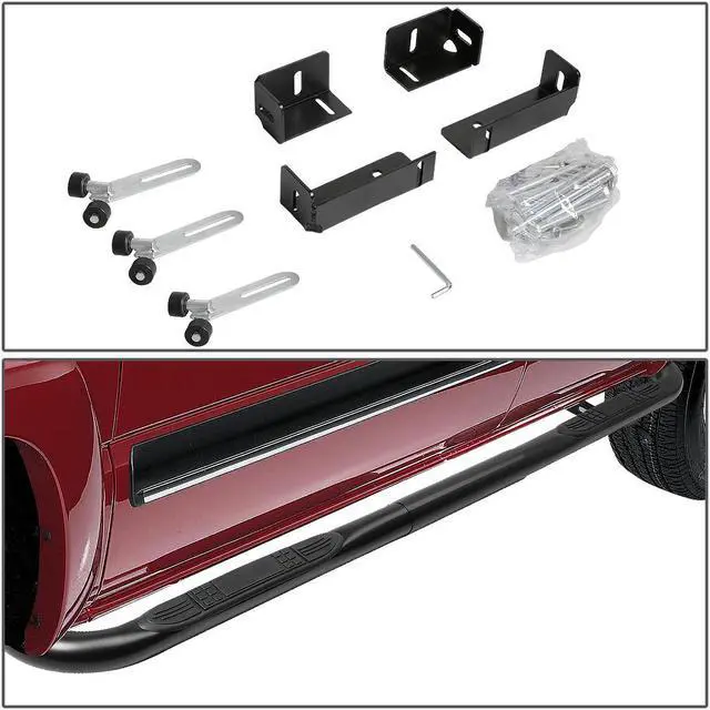 Alt view image 4 of 5 - DNA Motoring STEPB-3-UNI-BK For 1999 to 2011 Silverado Sierra Dodge Ram 1500 2500 3500 Extended Cab Pair Carbon Steel 3" Side Step Nerf Bar Running Board