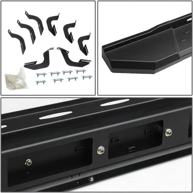 Alt view image 4 of 6 - DNA Motoring STEPB-NBK33-013 For 2007 to 2020 Toyota Tundra CrewMax Cab Mild Steel 5.5" Side Step Nerf Bar Running Board+Mounting Bracket Left + Right 08 09 10