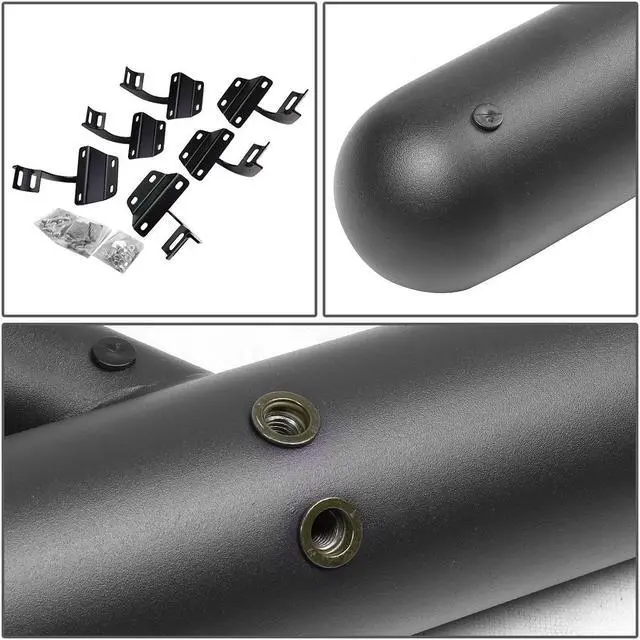 Alt view image 3 of 6 - DNA Motoring STEPB-GBP-007 For 2015 to 2020 Ford F150 F250 F350 Crew Cab Aluminum 3" Side Nerf Bar Running Board W/Downpipe Step Left + Right 16