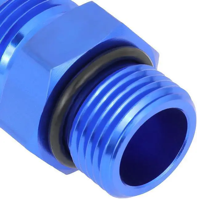 Alt view image 2 of 3 - DNA Motoring FT-4908-004-BL Aluminum AN8 8AN AN-8 M18*1.5 Oil/Fuel Line Hose/Gauge Male/Female Fitting Connector Blue