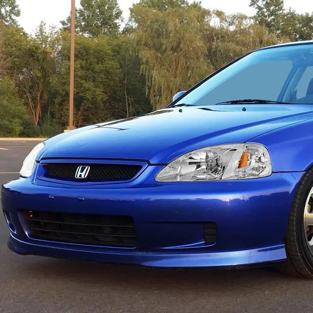 Alt view image 6 of 7 - DNA Motoring HL-OH-HC99-CH-AM For 1999 to 2000 Honda Civic Replacement Headlight Chrome Housing Amber Corner Headlamps EJ EK EM Left + Right