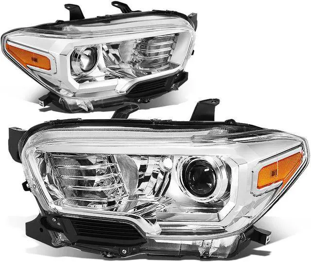 Main image of DNA Motoring HL-OH-TTAM16-CH-AM For 2016 to 2020 Toyota Tacoma Pair Chrome Housing Amber Corner Projector Headlight / Headlamp Set 17