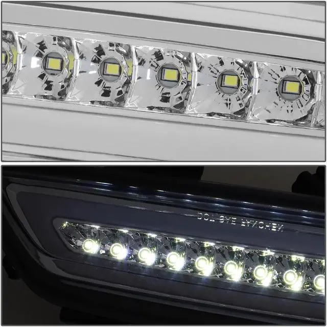 Alt view image 3 of 7 - DNA Motoring 3BL-FM15-LED-CH For 2015 to 2018 Ford Mustang LED Neon Shape Third 3rd Tail Brake Light Reverse / Back Up Rear Fog Lamp Chrome Housing 16 17