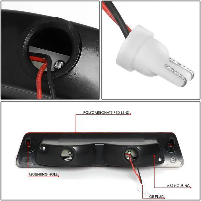 Alt view image 4 of 5 - DNA Motoring 3BL-FM87-LED-RD For 1987 to 1993 Ford Mustang GT / LX Convertible w/Spoiler Full LED Third Tail Brake Light Rear Center Stop Lamp Red