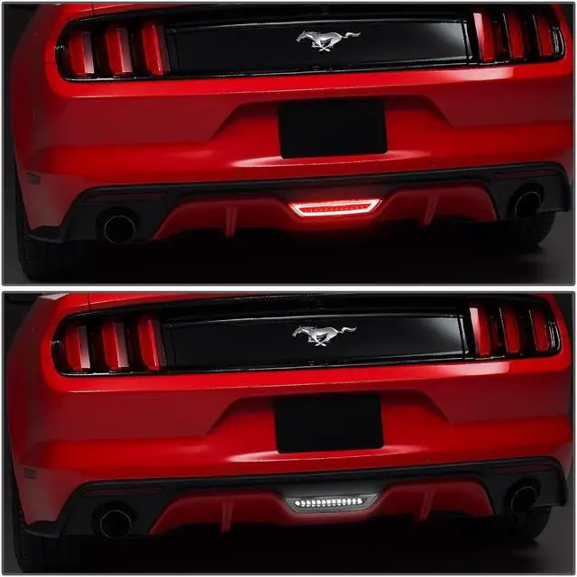 Alt view image 5 of 7 - DNA Motoring 3BL-FM15-LED-CH For 2015 to 2018 Ford Mustang LED Neon Shape Third 3rd Tail Brake Light Reverse / Back Up Rear Fog Lamp Chrome Housing 16 17