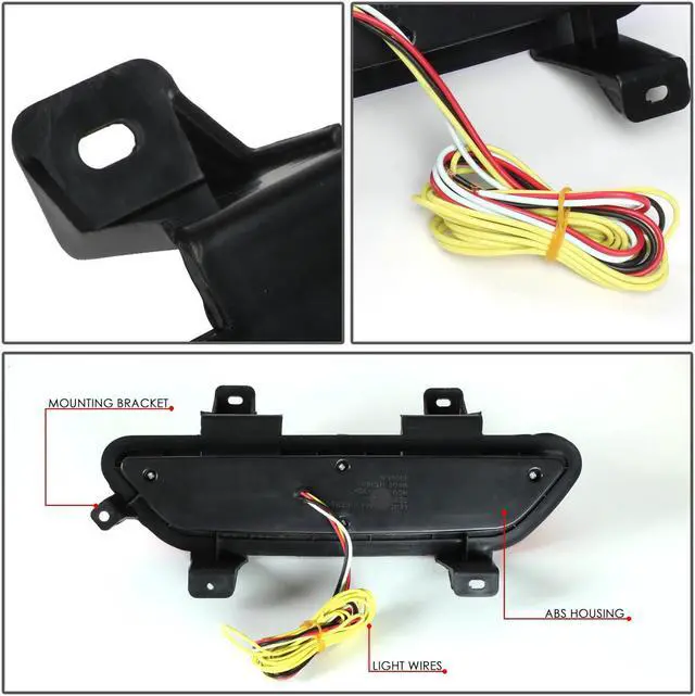 Alt view image 4 of 7 - DNA Motoring 3BL-FM15-LED-CH For 2015 to 2018 Ford Mustang LED Neon Shape Third 3rd Tail Brake Light Reverse / Back Up Rear Fog Lamp Chrome Housing 16 17