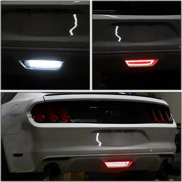 Alt view image 6 of 7 - DNA Motoring 3BL-FM15-LED-CH For 2015 to 2018 Ford Mustang LED Neon Shape Third 3rd Tail Brake Light Reverse / Back Up Rear Fog Lamp Chrome Housing 16 17