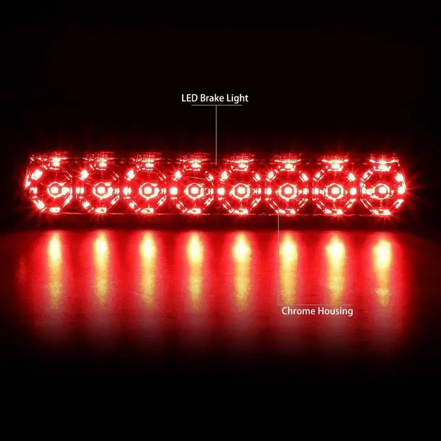 Alt view image 2 of 5 - DNA Motoring 3BL-FM87-LED-CH For 1987 to 1993 Ford Mustang GT / LX Convertible w/Spoiler Full LED Third Tail Brake Light Rear Center Stop Lamp Chrome