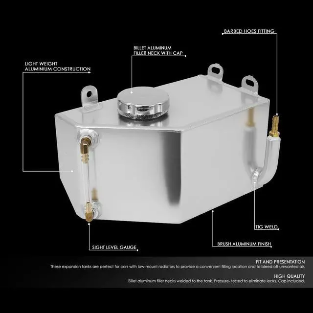 Alt view image 2 of 5 - DNA Motoring TANK-COL-001 For 1984 to 1996 Chevy Corvette Aluminum Coolant Expansion Recovery Overflow Tank Bottle 85 86 87 88 89 90 91 92 93 94 95