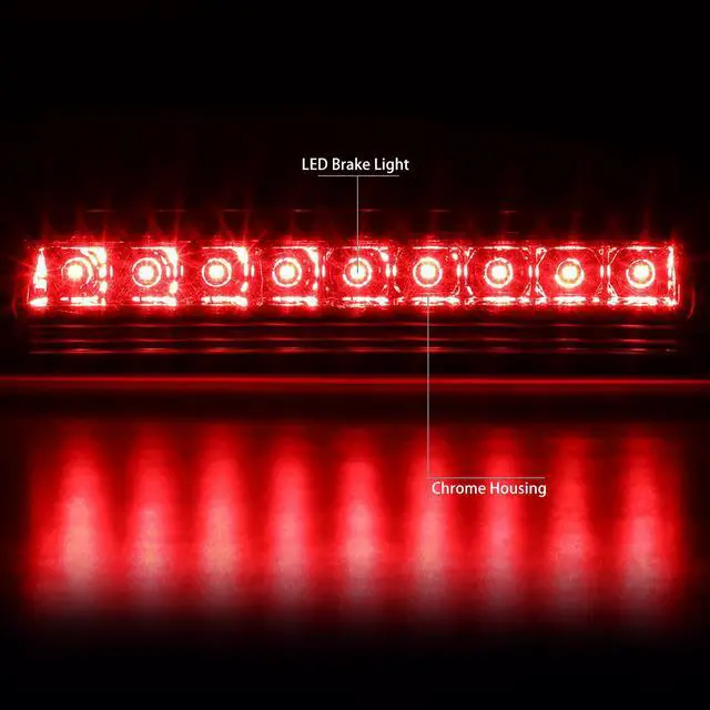 Alt view image 2 of 5 - DNA Motoring 3BL-HRID06-LED-CH For 2006 to 2014 Honda Ridgeline Chrome Housing Full LED Third 3rd Tail Brake Light Lamp 07 08 09 10 11 12 13