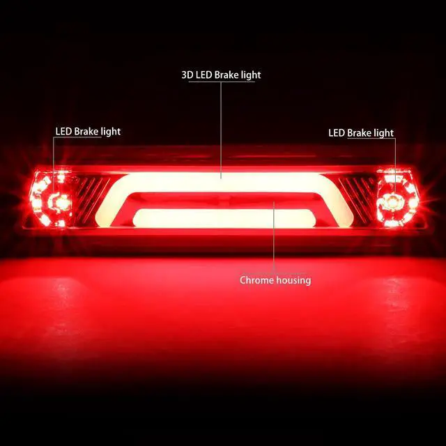 Alt view image 2 of 6 - DNA Motoring 3BL-FM87-3D-LED-CH For 1987 to 1993 Ford Mustang GT / Cobra Hatchback w/Spoiler Rear Center 3D LED Bar Third 3rd Tail Brake Light Chrome Housing 88 89 90 91 92