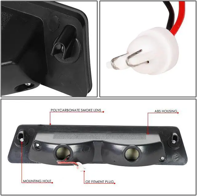 Alt view image 5 of 6 - DNA Motoring 3BL-FM87-3D-LED-SM For 1987 to 1993 Ford Mustang GT / Cobra Hatchback w/Spoiler Rear Center 3D LED Bar Third 3rd Tail Brake Light Smoked Housing 88 89 90 91 92