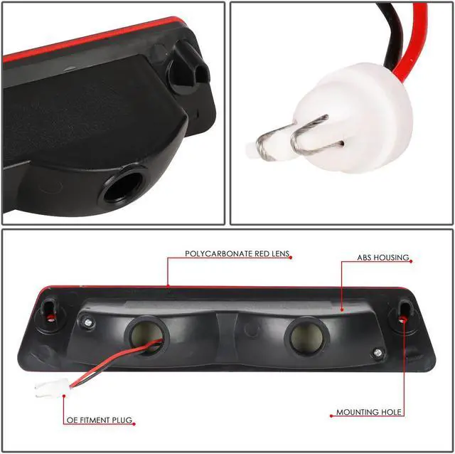 Alt view image 5 of 6 - DNA Motoring 3BL-FM87-3D-LED-RD For 1987 to 1993 Ford Mustang GT / Cobra Hatchback w/Spoiler Rear Center 3D LED Bar Third 3rd Tail Brake Light Chrome/Red 88 89 90 91 92