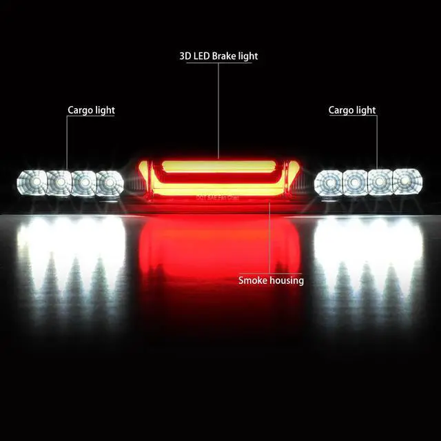 Alt view image 2 of 6 - For 1999 to 2007 Chevy Silverado GMC Sierra 1500 2500 3500 HD Center 3D LED Bar Third 3rd Tail Brake Light+Cargo Lamp 00 01 02 03 04 05 06 Tinted