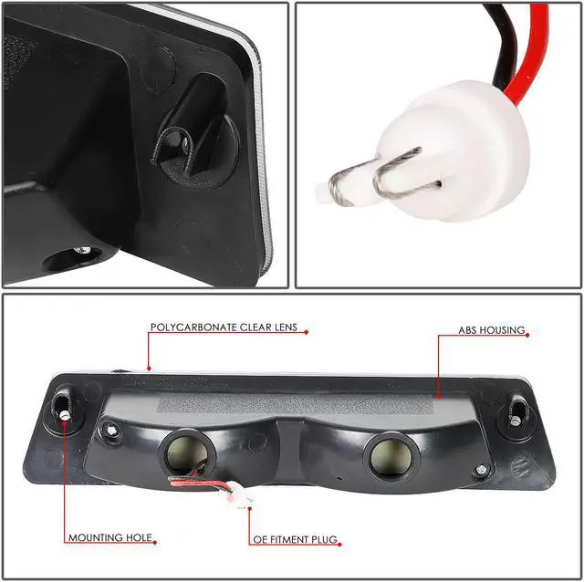 Alt view image 5 of 6 - DNA Motoring 3BL-FM87-3D-LED-CH For 1987 to 1993 Ford Mustang GT / Cobra Hatchback w/Spoiler Rear Center 3D LED Bar Third 3rd Tail Brake Light Chrome Housing 88 89 90 91 92