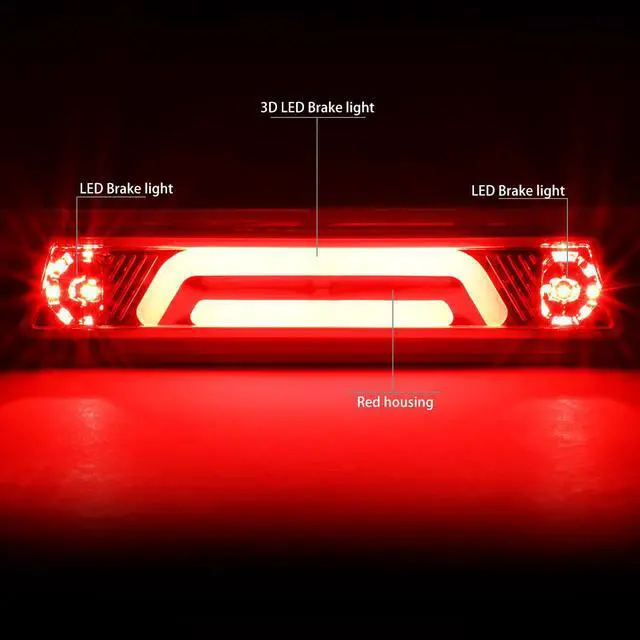 Alt view image 2 of 6 - DNA Motoring 3BL-FM87-3D-LED-RD For 1987 to 1993 Ford Mustang GT / Cobra Hatchback w/Spoiler Rear Center 3D LED Bar Third 3rd Tail Brake Light Chrome/Red 88 89 90 91 92