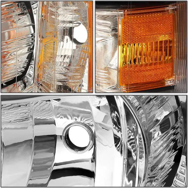 Alt view image 4 of 6 - DNA Motoring HL-OH-CSIL07-CH-AM For 2007 to 2013 Chevy Silverado 1500 2500HD 3500HD Headlight Chrome Housing Amber Corner Headlamp 08 09 10 11 12 Left + Right