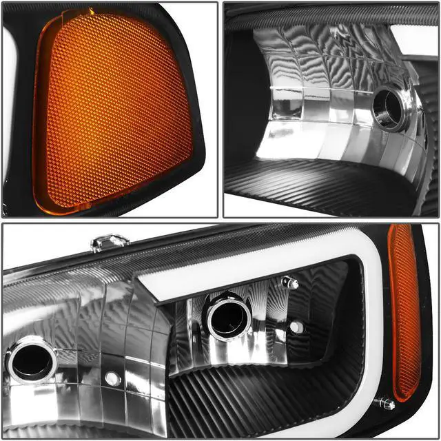 Alt view image 4 of 7 - DNA Motoring HL-LB2-DAN99-BK-AM For 2000 to 2006 GMC Yukon XL Sierra Denali Model 3D LED DRL Headlight+Turn Signal Bumper Lamps Black Housing Amber Corner 01 02 03 04 05