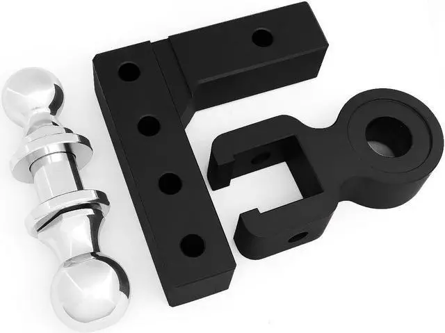 Alt view image 6 of 6 - DNA Motoring HITCH-ALU-001-BK Aluminum 6"Drop Adjustable Dual Ball Tow Towing Hitch fits 2" Trailer Receiver (Black)