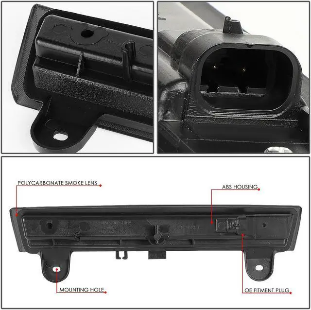 Alt view image 5 of 6 - DNA Motoring 3BL-GMCD00-3DG2-LED-SM For 2000 to 2006 Chevy Suburban Tahoe GMC Yukon XL 3D LED Bar Third 3rd Tail Brake Light Lamp Smoked Lens 01 02 03 04 05