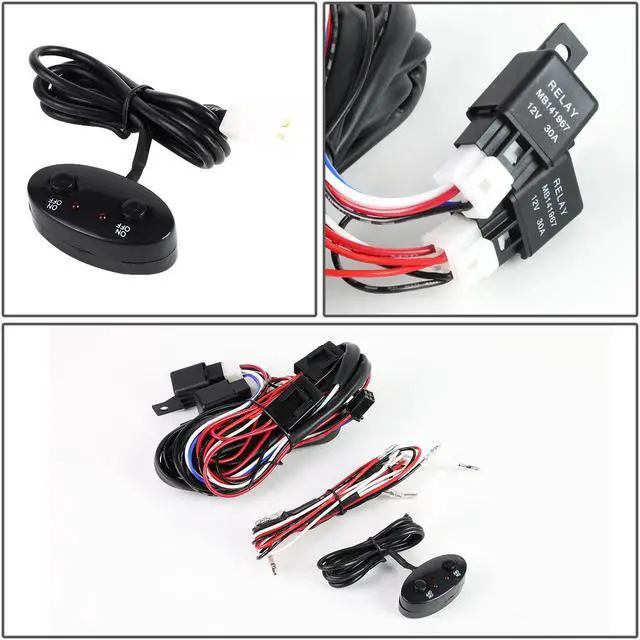 Alt view image 5 of 7 - DNA Motoring FL-ZTL-249-SM Universal Black Frame Smoked Lens Roof Mounted Fog Light + Bulbs + Switch