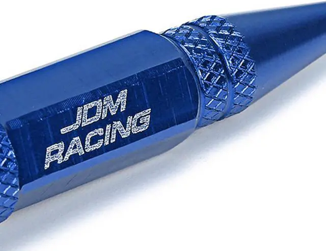 Alt view image 2 of 5 - DNA Motoring VCAP-ZTL-9006-BL 60mm Anodized Aluminum Spike Style Blue Tire Valve Stem Caps (Pack of 4)