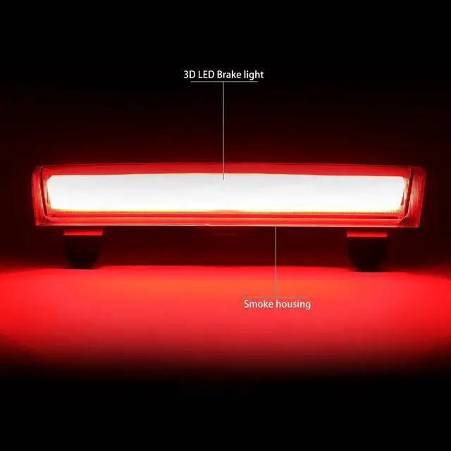 Alt view image 2 of 6 - DNA Motoring 3BL-GMCD00-3DG2-LED-SM For 2000 to 2006 Chevy Suburban Tahoe GMC Yukon XL 3D LED Bar Third 3rd Tail Brake Light Lamp Smoked Lens 01 02 03 04 05