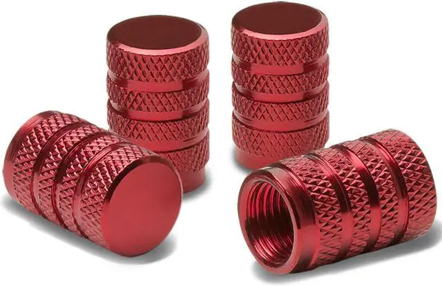 Alt view image 2 of 4 - DNA Motoring VCAP-RT-159-RD Alloy Coated Thread Aluminum Red Chrome Tire Valve Stem Caps (Pack of 4)