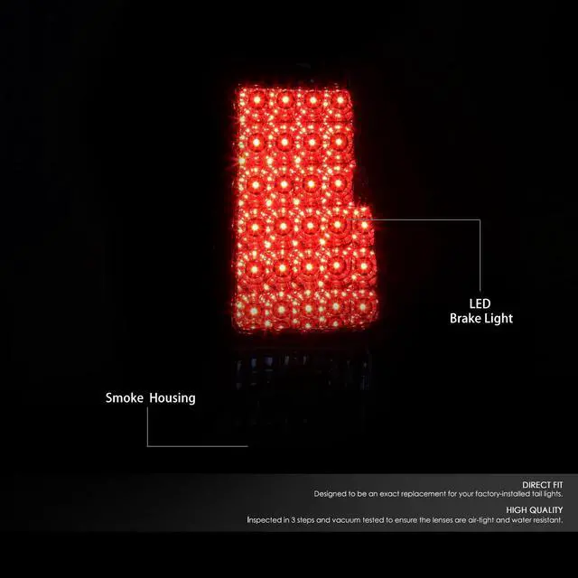 Alt view image 2 of 7 - DNA Motoring TL-CSIL99-LED-CH-SM For 1999 to 2003 Chevy Silverado / GMC Sierra Pair of Chrome Housing Smoked Lens LED Brake Tail Lights 00 01 02