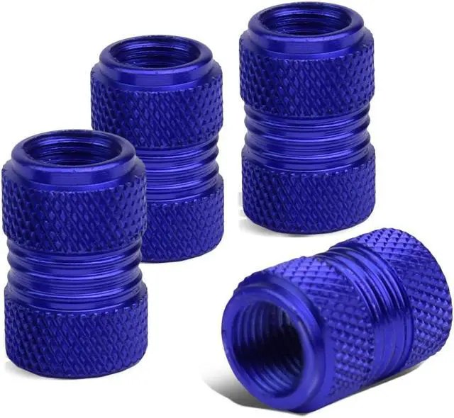 Main image of DNA Motoring VCAP-ZTL-9009-BL 17mm Knurled Style Anodized Aluminum Blue Tire Valve Stem Caps (Pack of 4)