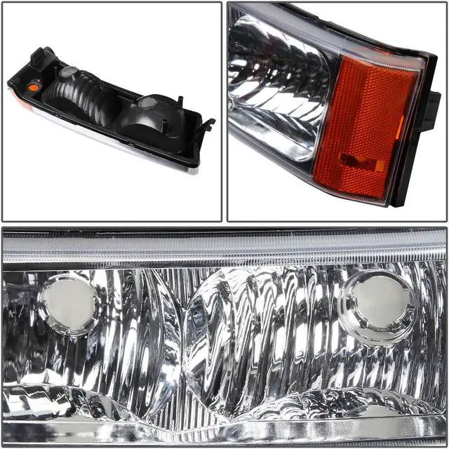 Alt view image 2 of 5 - DNA Motoring BL-CS03-2P-CH-AM CHROME HOUSING CLEAR BUMPER LIGHT+CORNER SIGNAL FOR 03-07 SILVERADO/AVALANCHE