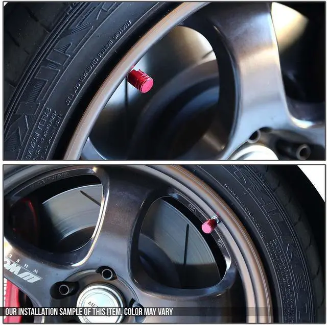 Alt view image 2 of 3 - DNA Motoring VCAP-RT-008-RD Piston Style Polished Aluinum Red Tire Vavle Stem Caps (Pack of 4)