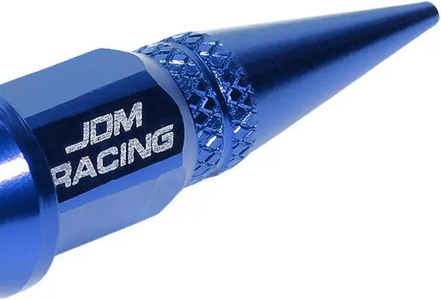 Alt view image 2 of 5 - DNA Motoring VCAP-ZTL-9007-BL 45mm Anodized Aluminum Spike Style Blue Tire Valve Stem Caps (Pack of 4)