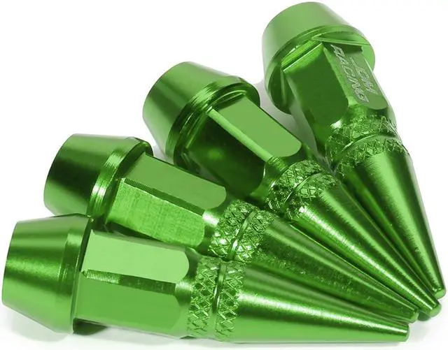 Alt view image 5 of 5 - DNA Motoring VCAP-ZTL-9007-GN 45mm Anodized Aluminum Spike Style Green Tire Valve Stem Caps (Pack of 4)