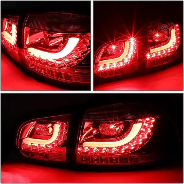 Alt view image 3 of 7 - DNA Motoring TL-LED-3D-GF10-RD-CL For 2010 to 2014 Volkswagen Golf Hatchback Red Housing Clear Lens 3D LED Rear Tail Brake + Corner Signal Lights 11 12 13