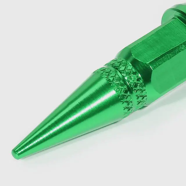 Alt view image 4 of 5 - DNA Motoring VCAP-ZTL-9007-GN 45mm Anodized Aluminum Spike Style Green Tire Valve Stem Caps (Pack of 4)