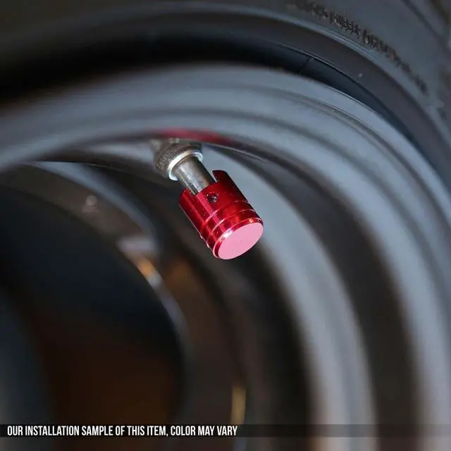 Alt view image 3 of 3 - DNA Motoring VCAP-RT-008-RD Piston Style Polished Aluinum Red Tire Vavle Stem Caps (Pack of 4)