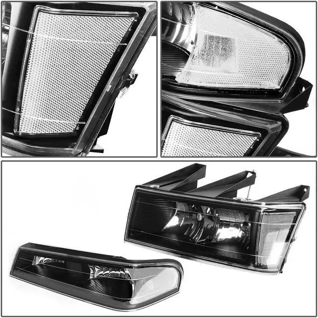 Alt view image 3 of 11 - DNA Motoring HL-OH-CCOL044P-BK-CL1 For 04-12 Chevy Colorado / GMC Canyon Pair of Headlight & Bumper Light (Black Housing Clear Corner) 05 06 07 08 09 10 11