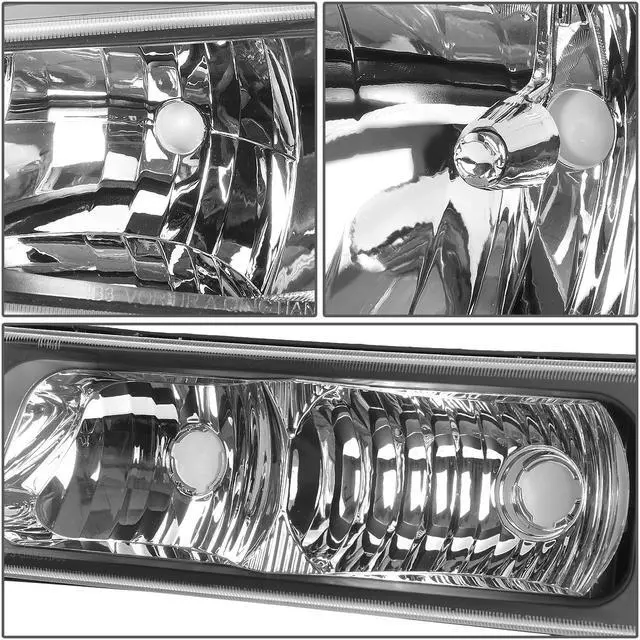 Alt view image 2 of 5 - DNA Motoring HL-OH-CS03-4P-BK-CL1 For 2003 to 2006 Chevy Silverado Avalanche 4Pcs Headlight+Bumper Lamp Black Housing Clear Corner 1 Gen 04 05 Left + Right