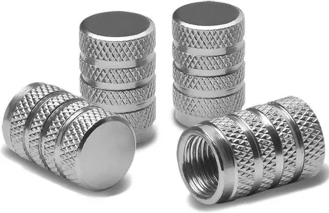 Alt view image 2 of 4 - DNA Motoring VCAP-RT-159-SL Alloy Coated Thread Aluminum Silver Chrome Tire Valve Stem Caps (Pack of 4)
