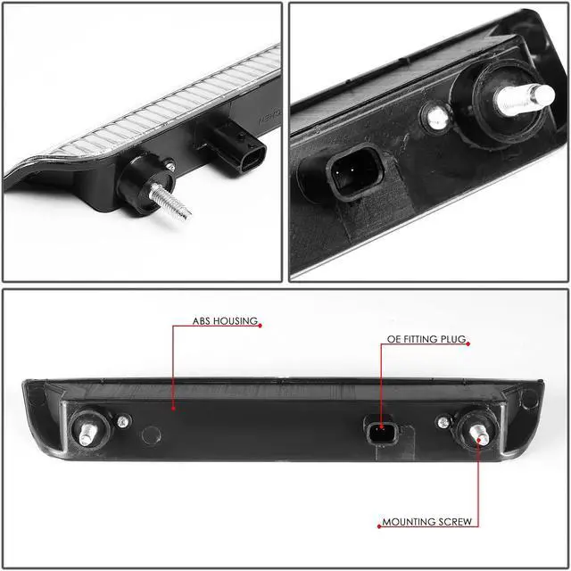 Alt view image 4 of 5 - DNA Motoring 3BL-NROG17-LED-CH For 2014 to 2019 Nissan Rogue Chrome Housing Full LED 3rd Third Tail Brake Light Lamp 15 16 17 18