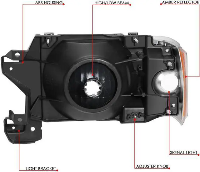 Alt view image 6 of 7 - DNA Motoring HL-OH-F15087-BK-AM For 1987 to 1991 Ford F150 F250 F350 Bronco Pair Factory Style Headlight Corner Lamps Black Housing Amber Side 88 89 90