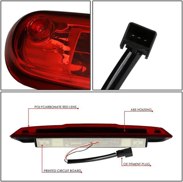 Alt view image 5 of 6 - DNA Motoring 3BL-GMC07-3D-LED-RD For 2007 to 2013 Chevy Silverado GMC Sierra Heavy Duty 3D LED Bar 3rd Third Tail Brake Light Cargo Cargo Lamp Red Housing 08 09 10 11 12