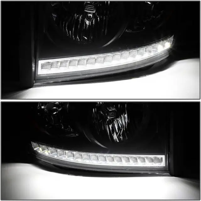 Alt view image 3 of 7 - DNA Motoring HL-LED-RM06-BK-AM For 2006 to 2009 Dodge Ram Truck 1500 2500 3500 Pair LED Strip DRL Front Driving Headlight Lamps Black Housing Amber Corner 07 08