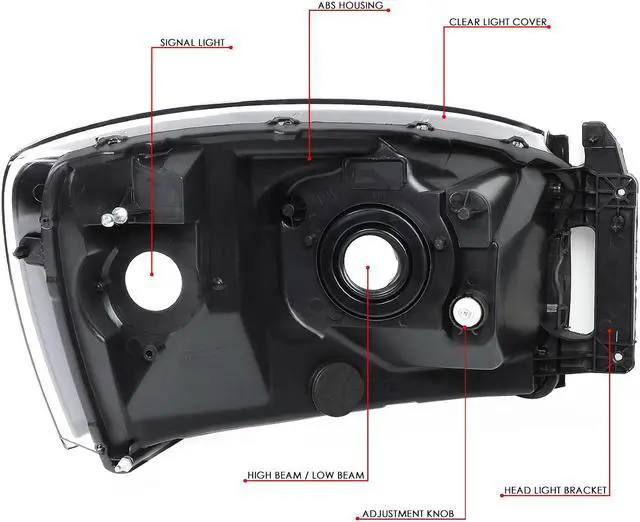 Alt view image 6 of 7 - DNA Motoring HL-OH-RM06-CH-CL1 For 2006 to 2009 Dodge Ram Truck 1500 2500 3500 Pair Black Housing Amber Corner Front Driving Headlight Lamps 07 08 ( Chrome / Clear )