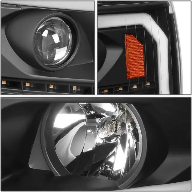 Alt view image 4 of 7 - DNA Motoring HL-HPL-CSIL07-G3-BK-AM For 2007-2014 Chevy Silverado 1500 2500HD 3500HD LED DRL+ Sequential Turn Signal Projector Headlight Headlamp Smoked 08 09 10 11 12 13