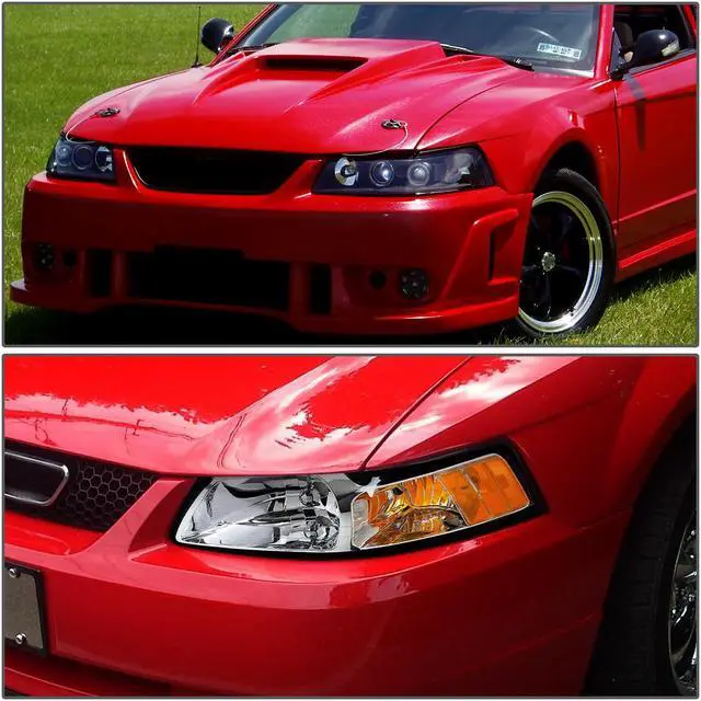 Alt view image 5 of 5 - DNA Motoring OEM-HL-0013-L For 1999 to 2004 Ford Mustang 1PC Factory Style Headlight Headlamp Assembly Left / Driver Side (Chrome) 00 01 02 03 FO2502177
