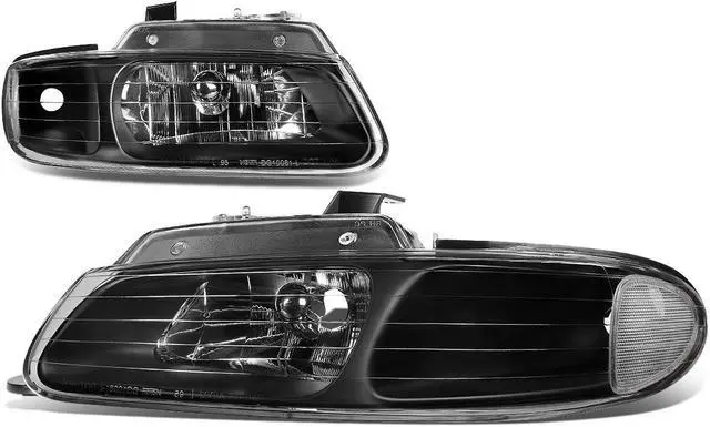 Main image of DNA Motoring HL-OH-014-BK-CL1 For 1996 to 1999 Dodge Caravan Chrysler Voyager Headlight Black Housing Clear Corner Headlamp 97 98 Left + Right