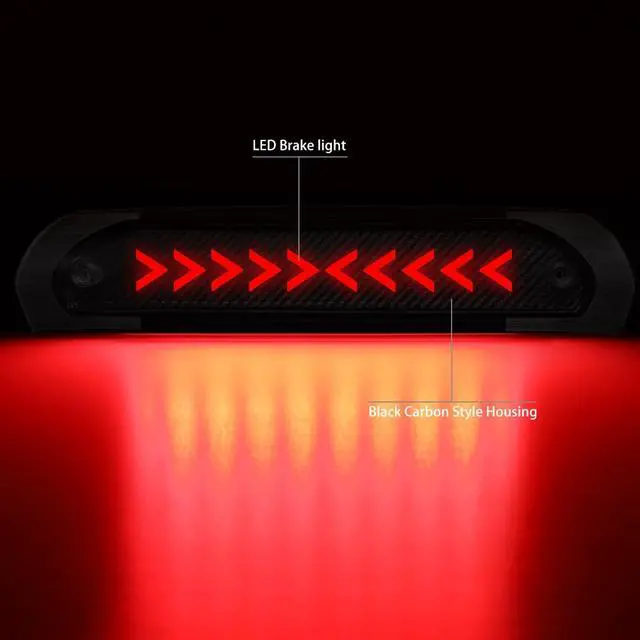 Alt view image 2 of 7 - DNA Motoring 3BL-DRM02-3D-T3-LED-BK For 2002 to 2009 Dodge Ram 1500 2500 3500 Sequential LED Arrow Style Signal Tail Center 3rd Third Brake Light 03 04 05 06 07 08